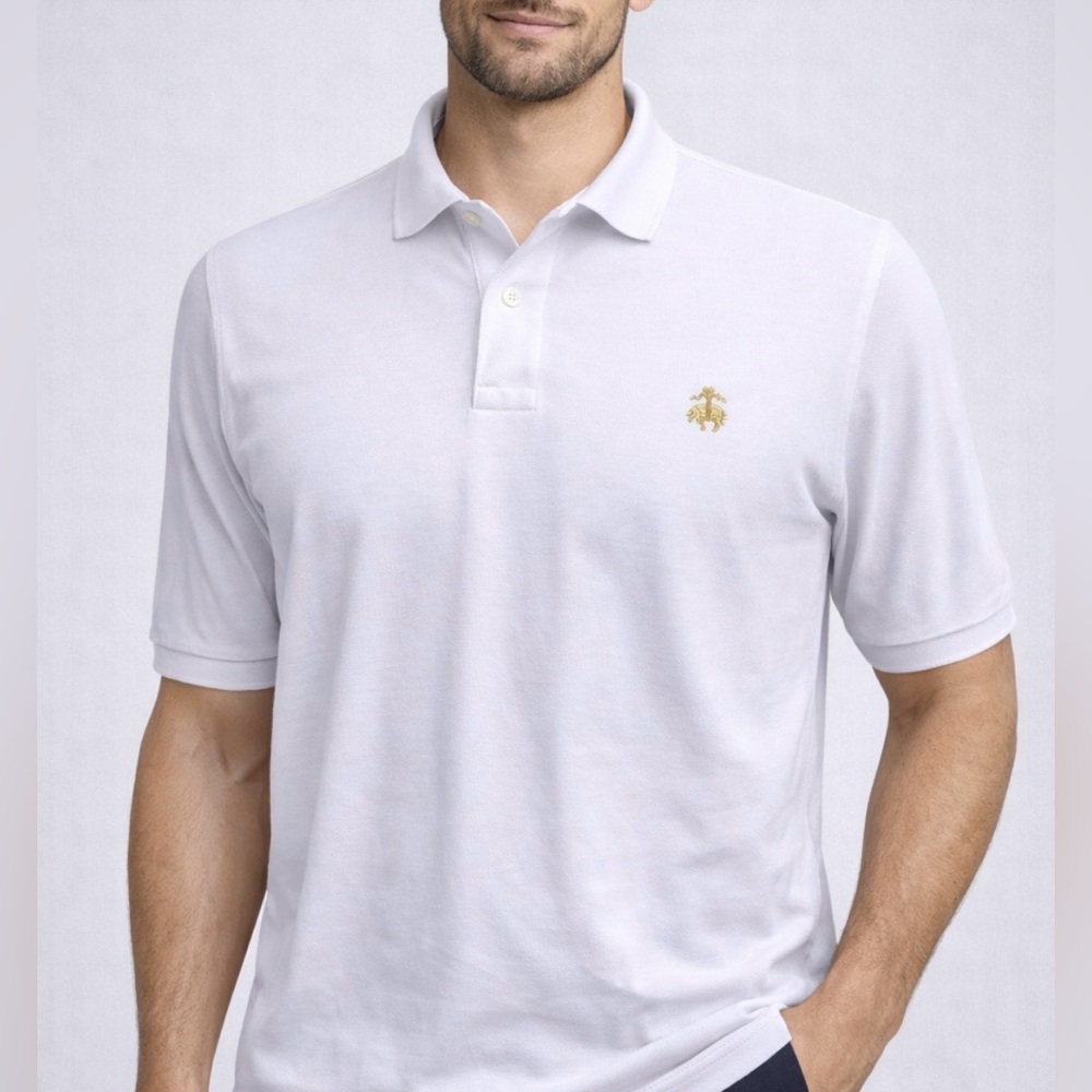 -Brooks Brothers "346" Polo White Original Fit All Cotton S/S Men's Size Small